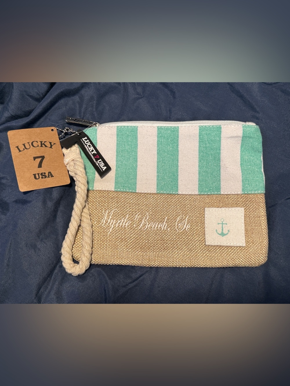 NWT Myrtle Beach Striped Wristlet with Rope Strap